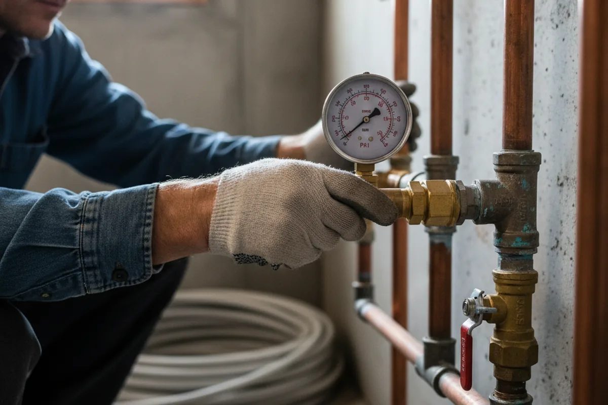 Pressure testing a repaired line during Water Line Repair in Forest Hill